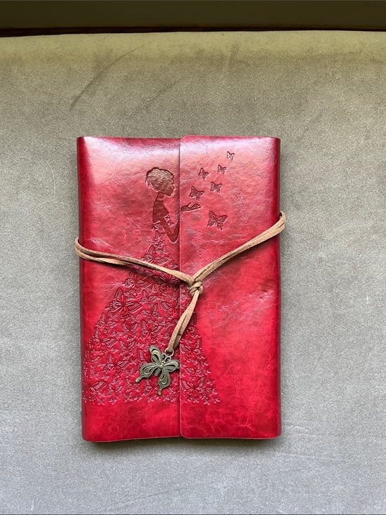 The Unbranded Brand Other - Embossed Red Butterfly Girl Faux Leather Journal